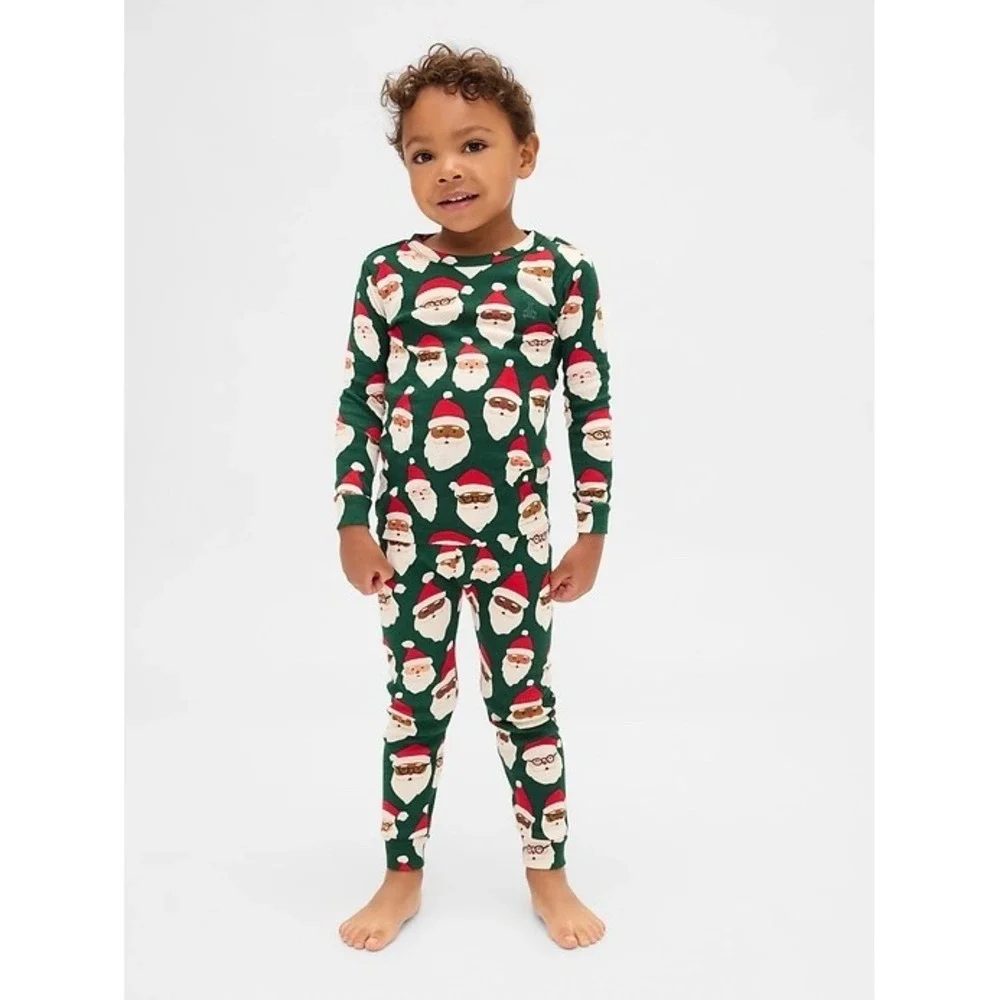 NEW Gap Kids Organic Cotton Santa Print‎ Holiday Pajama Set Christmas 12-18M